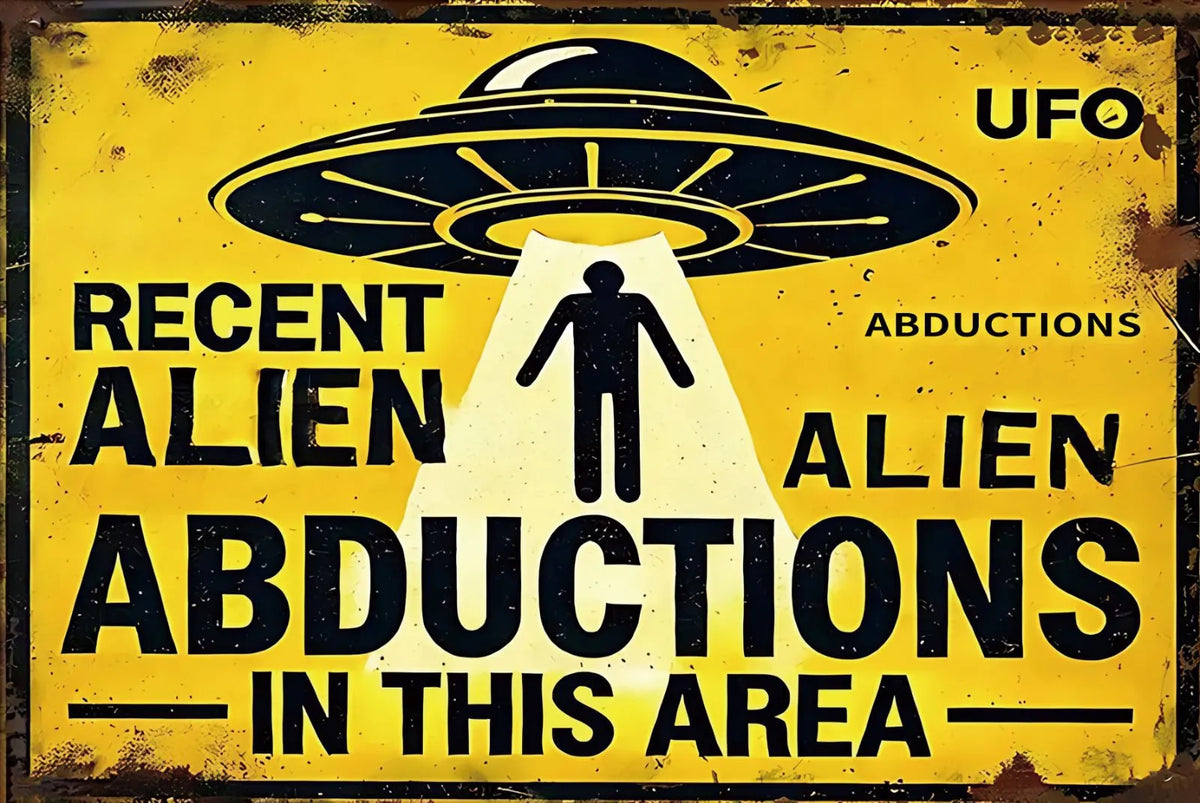 エイリアン UFO 注意看板 ブリキ看板 横型 インテリア 雑貨