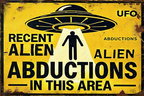 エイリアン UFO 注意看板 ブリキ看板 横型 インテリア 雑貨