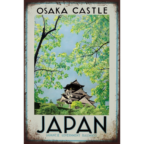 大阪城 JAPAN ブリキ看板 レトロ 風景 アートポスター インテリア