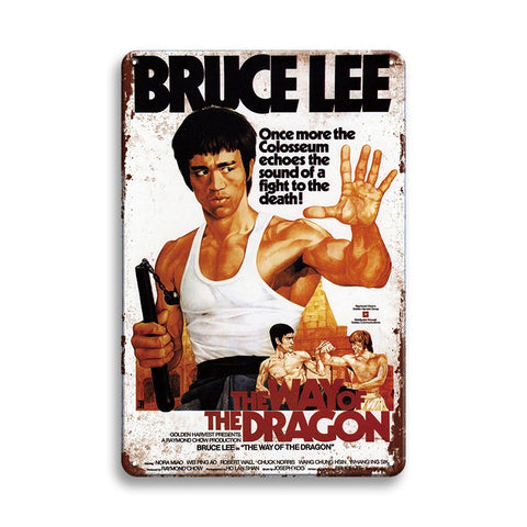Bruce Lee The Way of the Dragon ブリキ看板 ヴィンテージ風 映画ポスター