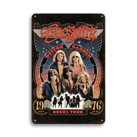 ブリキ看板 エアロスミス Aerosmith レトロ ポスター ボストンガーデン1976 ロック バンド ヴィンテージ風 インテリア 壁飾り