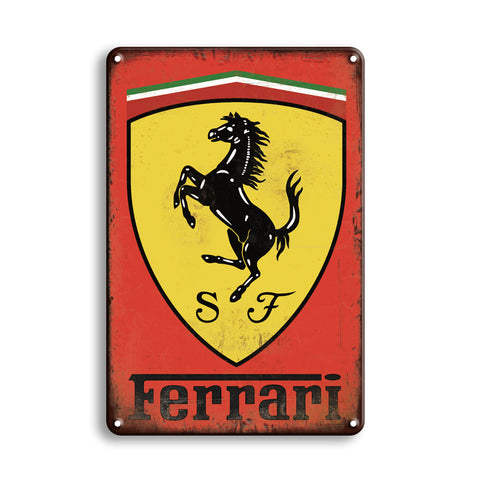 Ferrari ロゴ ブリキ看板 ビンテージ インテリア 壁飾り コレクション