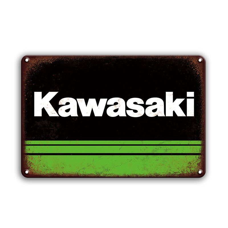 Kawasaki カワサキ ロゴ ヴィンテージ ブリキ看板