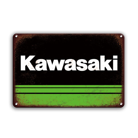 Kawasaki カワサキ ロゴ ヴィンテージ ブリキ看板