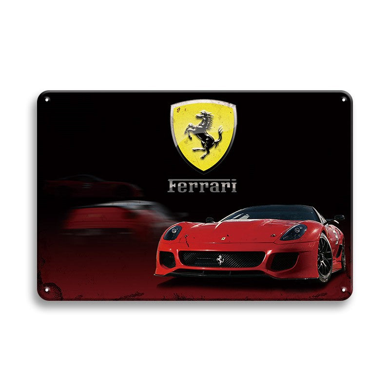 Ferrari フェラーリ レッド スーパーカー ロゴ ヴィンテージ ブリキ看板