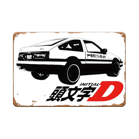 頭文字D AE86 藤原とうふ店 ブリキ看板 Initial D 車 レトロ ガレージ インテリア