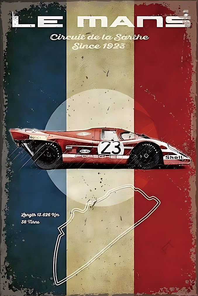 ブリキ看板 ル・マン Le Mans サーキット レースカー ポルシェ 917 アメリカン レトロ インテリア 雑貨