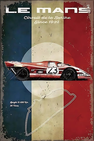 ブリキ看板 ル・マン Le Mans サーキット レースカー ポルシェ 917 アメリカン レトロ インテリア 雑貨