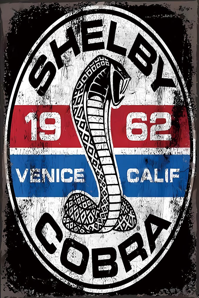 ブリキ看板 シェルビー コブラ 1962 ヴィンテージ ロゴ レトロ インテリア 壁飾り 雑貨
