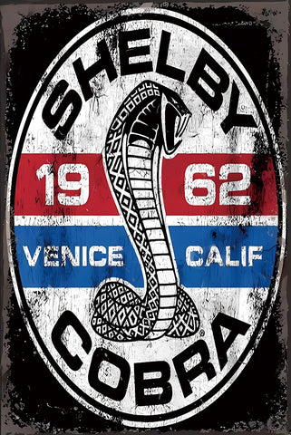 ブリキ看板 シェルビー コブラ 1962 ヴィンテージ ロゴ レトロ インテリア 壁飾り 雑貨