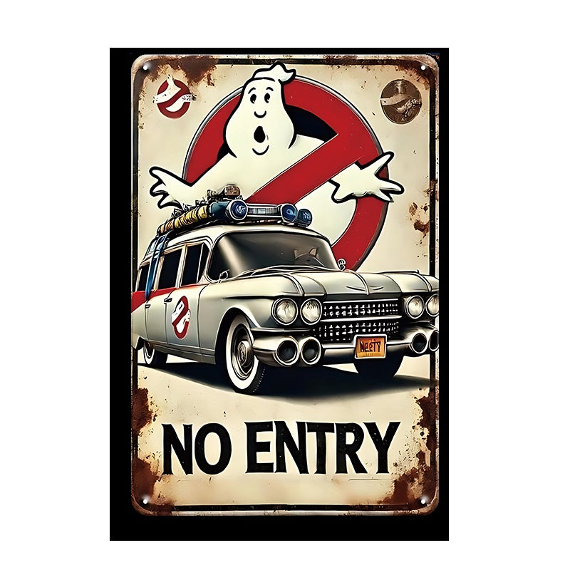 ブリキ看板 ゴーストバスターズ レトロ 壁飾り インテリア ビンテージ ディスプレイ アメリカン雑貨 ECTO-1 No Entry サイン