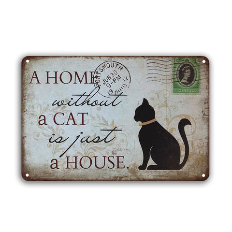 猫 キャット ブリキ看板 A HOME WITHOUT A CAT IS JUST A HOUSE レトロ インテリア