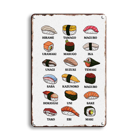 寿司 イラスト 英語 名称 日本食 ブリキ看板