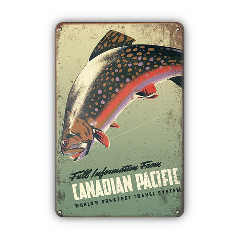 CANADIAN PACIFIC ブリキ看板 ビンテージ トラウト フィッシング インテリア