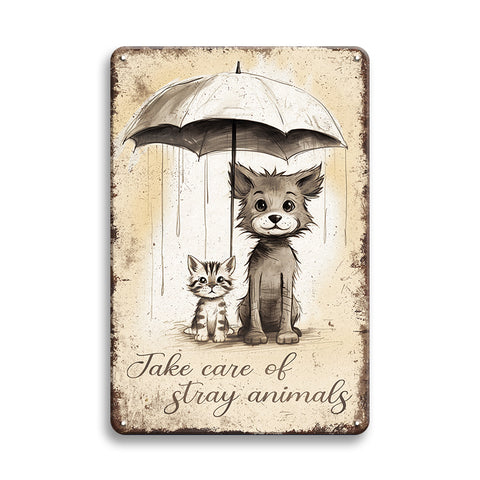 犬 猫 動物保護 レトロ ブリキ看板 インテリア 雑貨