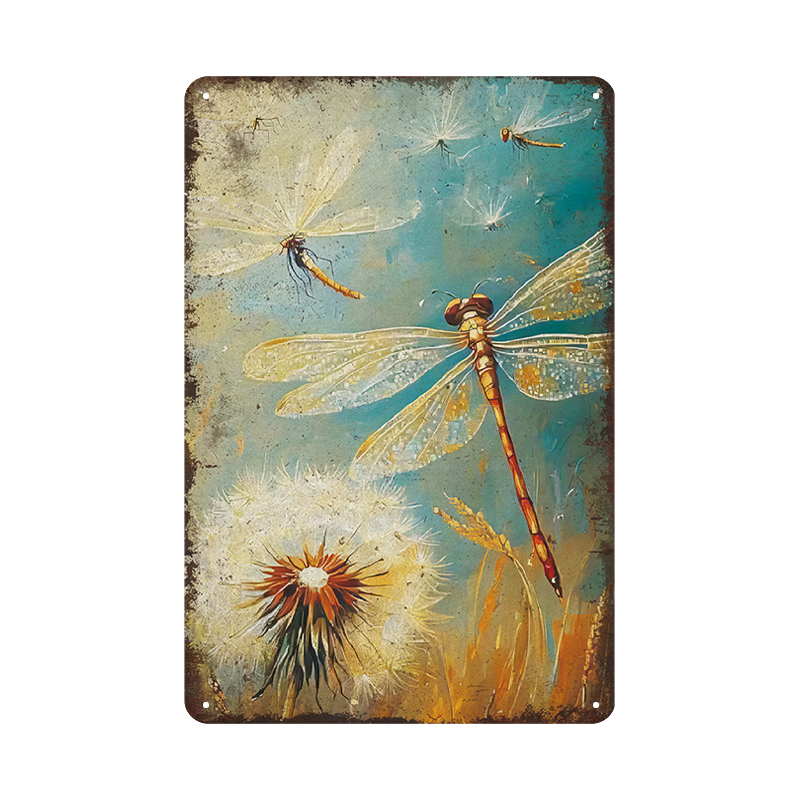 トンボ アート 自然 デザイン ブリキ看板 ビンテージ インテリア 壁飾り コレクション