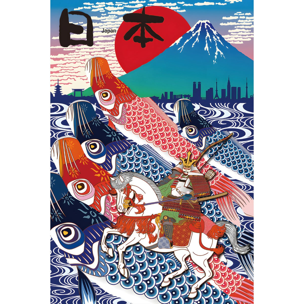 日本 ブリキ看板 富士山 侍 鯉のぼり レトロ 和風 アート インテリア 雑貨