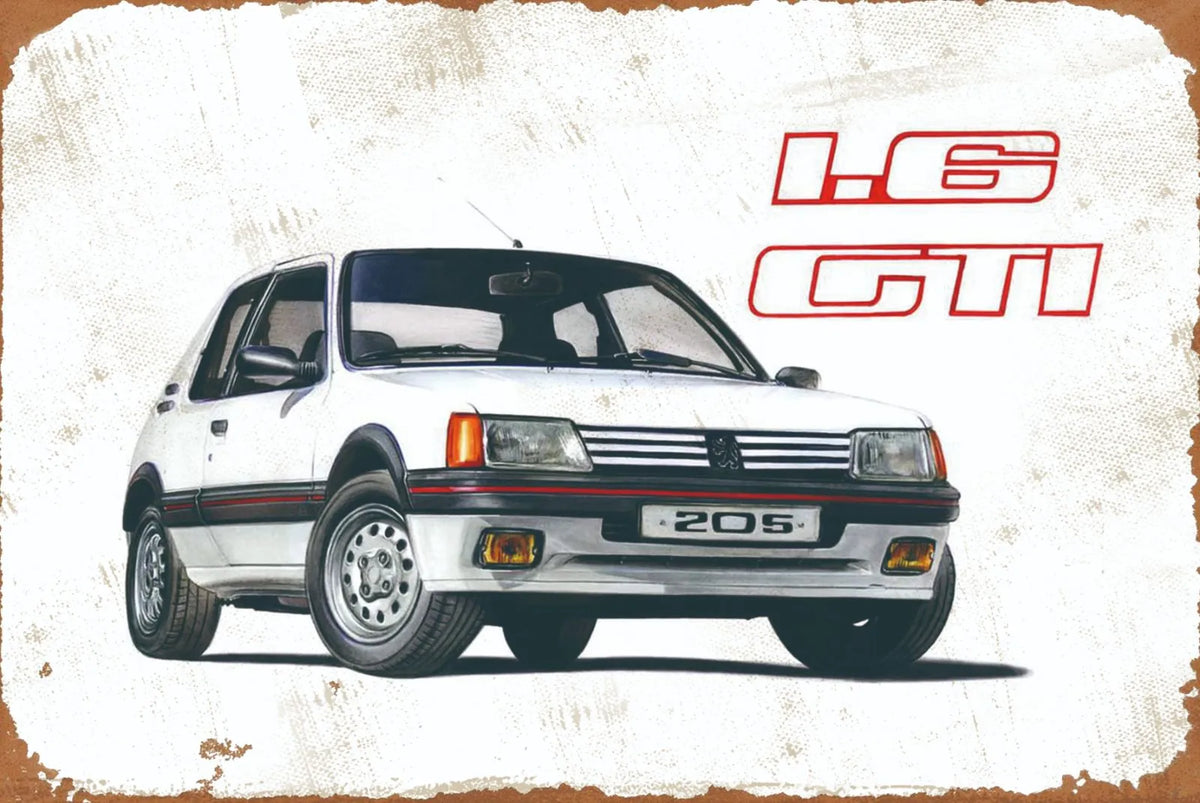 プジョー 205 GTI L6 ブリキ看板 ビンテージ レトロ インテリア