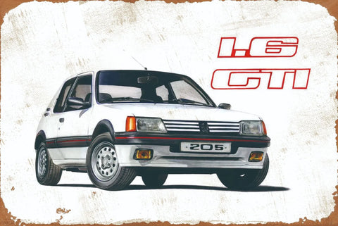 プジョー 205 GTI L6 ブリキ看板 ビンテージ レトロ インテリア