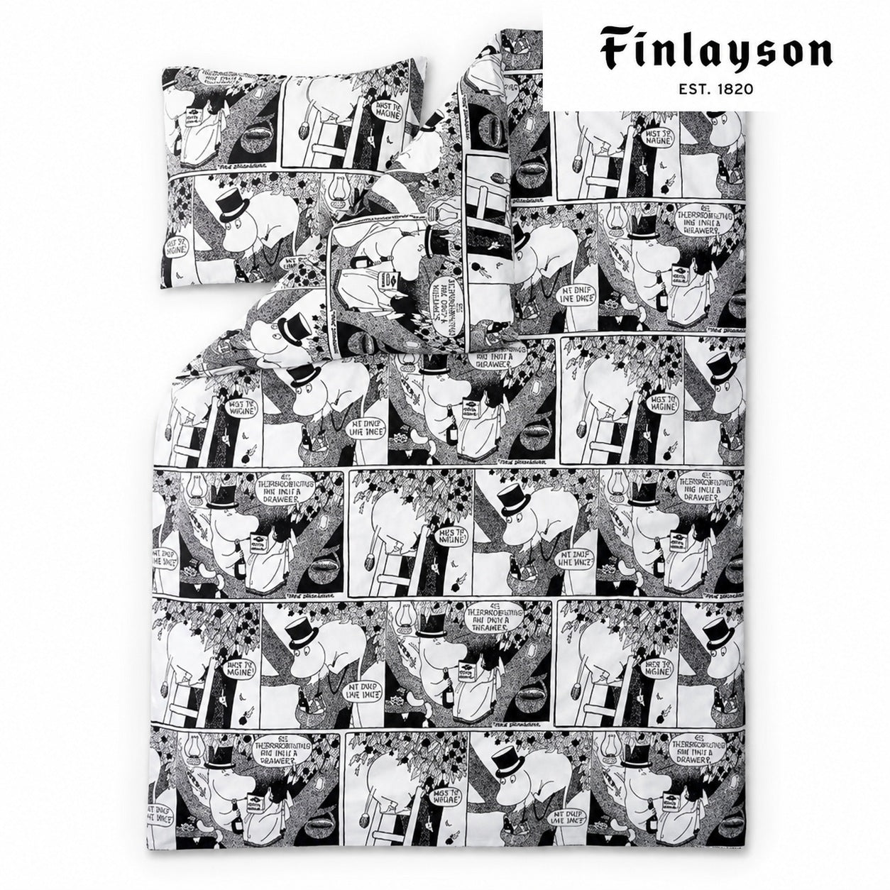 Finlayson ムーミンパパ コミック絵柄の布団 枕カバー150×210cm