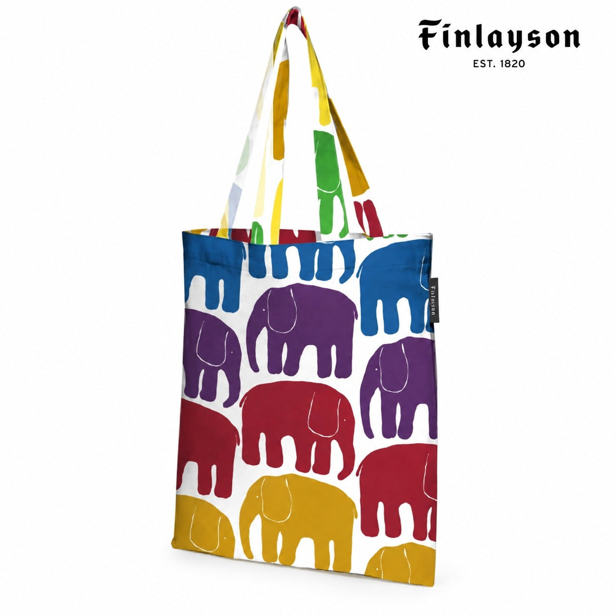 Finlayson ゾウさん柄 カラフル 手提げバック 41.5×36cm