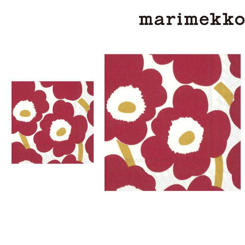 Marimekko ダークレッド ゴールド ペーパーナプキン 中 小 2個セット