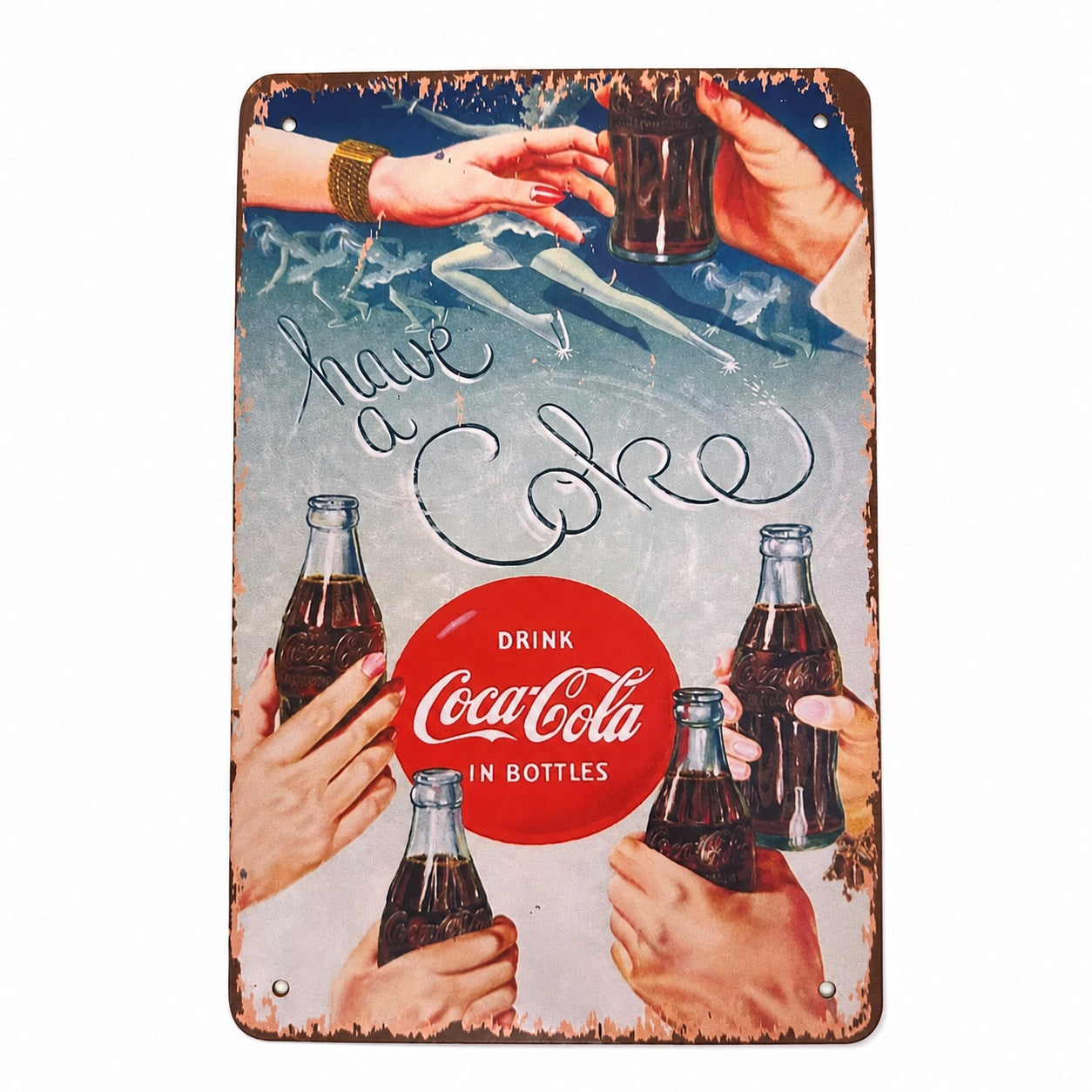 レトロ ブリキ看板 コカ・コーラ cheers 20×30cm