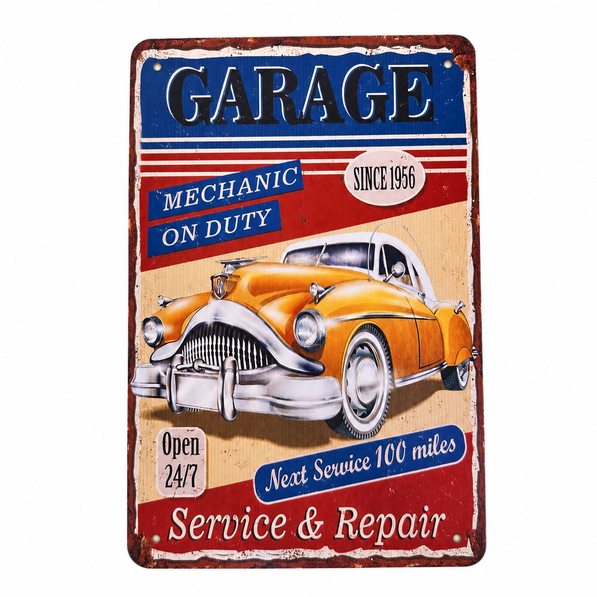 レトロ ブリキ看板 GARAGE MECHANIC 20×30cm