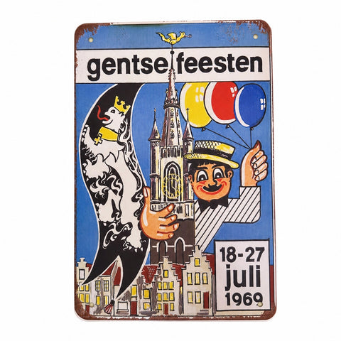 レトロ ブリキ看板 gentse feesten 20×30cm