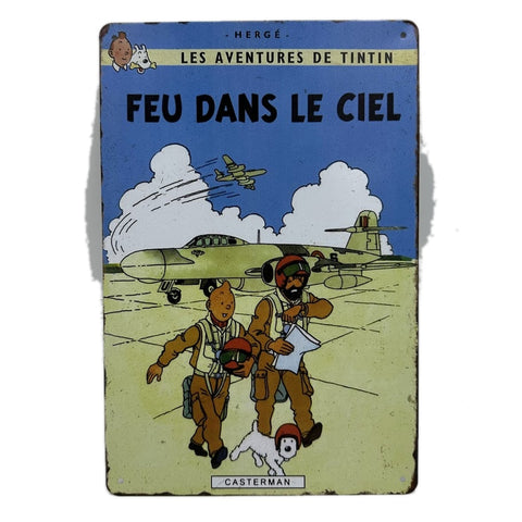 レトロ ブリキ 看板 タンタンとミルゥ FEU DANS LE CIEL