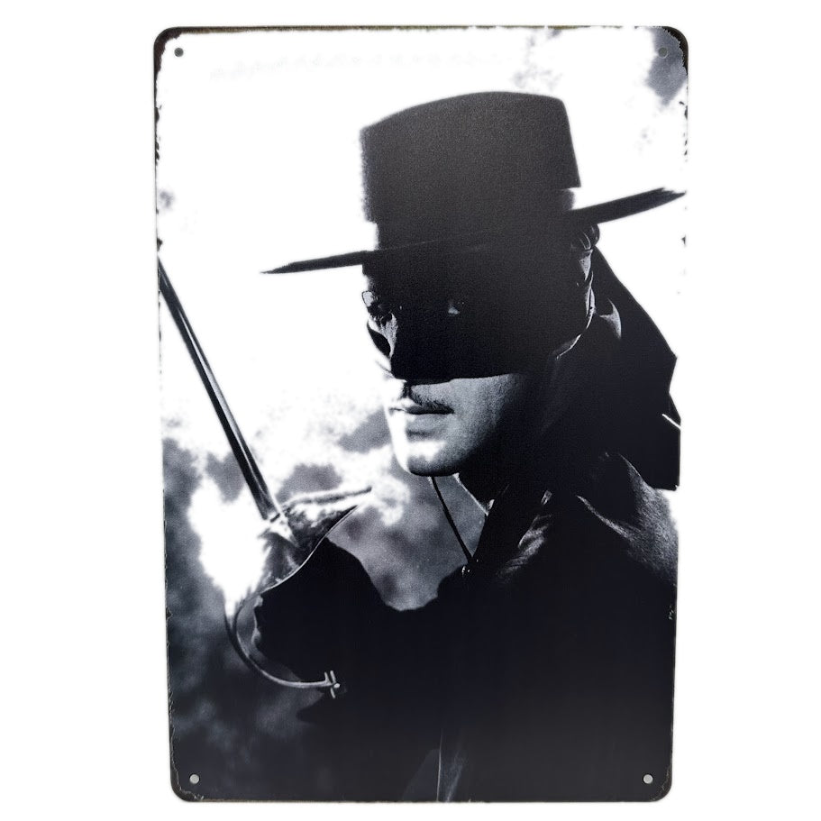 レトロ ブリキ 看板 Zorro ゾロ 映画ポスター モノクロ