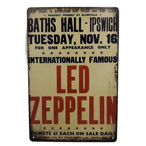 レトロ ブリキ看板 Led Zeppelin コンサートポスター