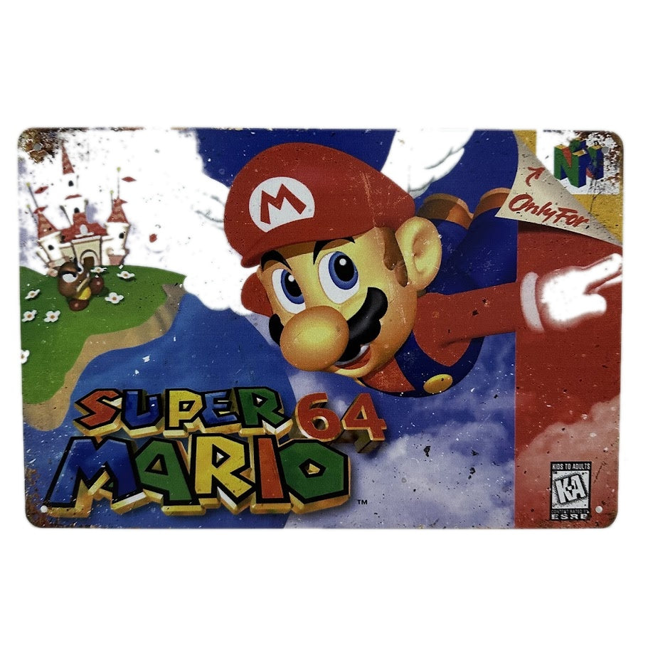 スーパーマリオ64 ブリキ看板 レトロゲーム 任天堂 インテリア