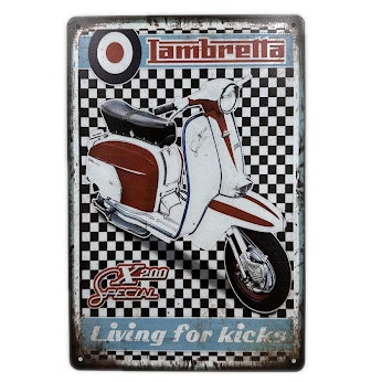 Lambretta レトロ スクーター ブリキ看板 ヴィンテージ風