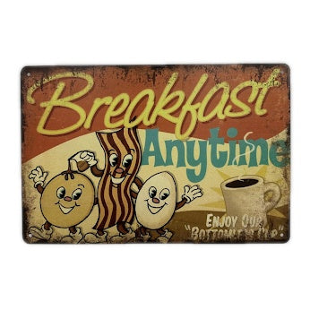 ブリキ看板 Breakfast Anytime レトロ ビンテージ