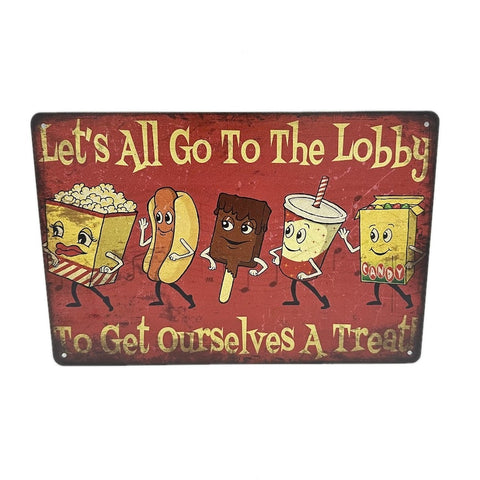ブリキ看板 Let's All Go To The Lobby レトロ