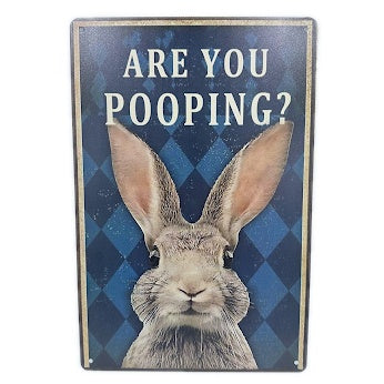 ブリキ看板 ARE YOU POOPING? うさぎ レトロ インテリア