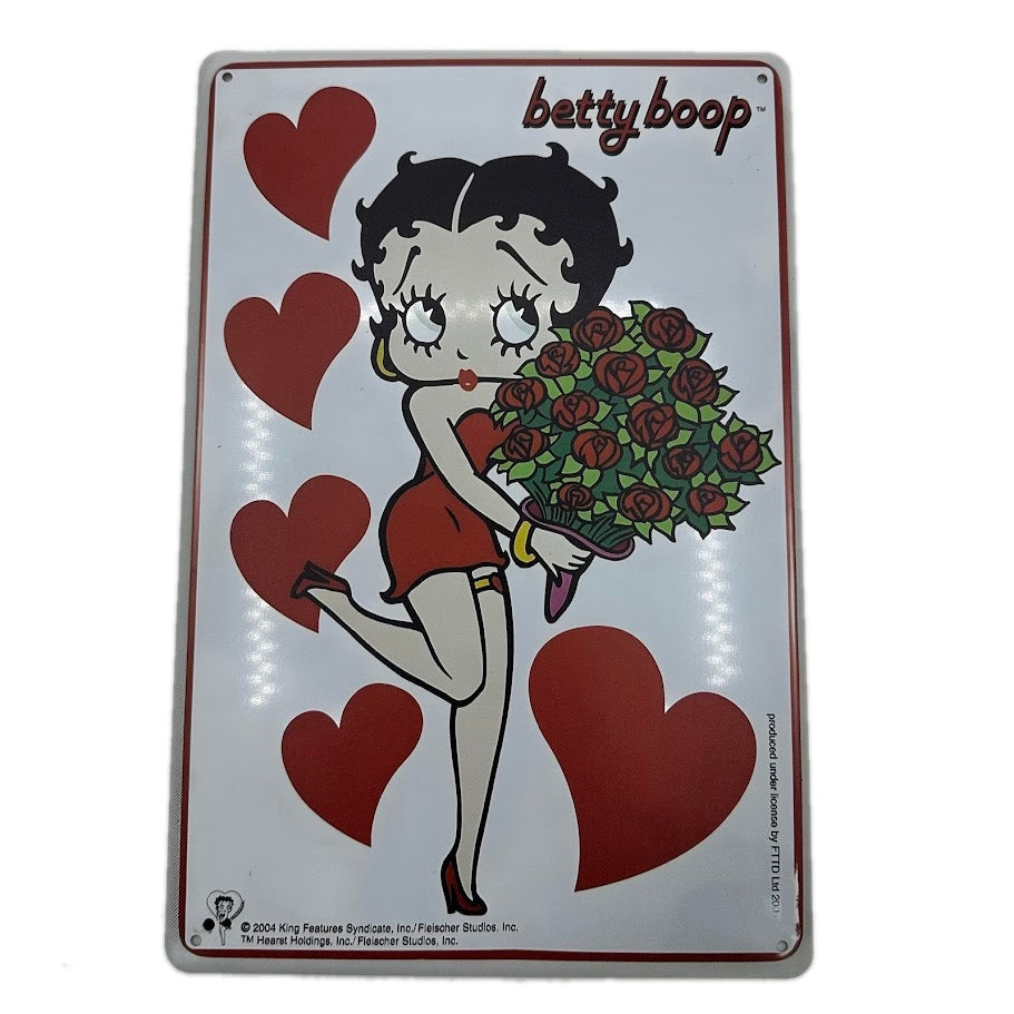 BettyBoop バラ ハート ブリキ 看板 レトロ インテリア