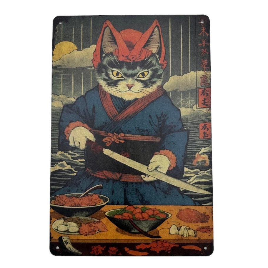 浮世絵 猫 ブリキ 看板 レトロ インテリア
