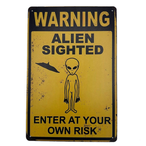 WARNING ALIEN ブリキ看板 エイリアンデザイン レトロ インテリア