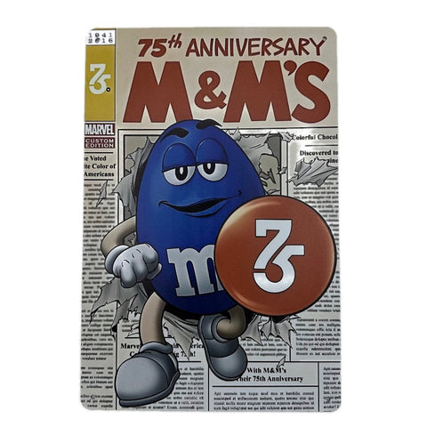 M&M's ブリキ看板 75周年記念 ブルーキャラクターデザイン レトロ