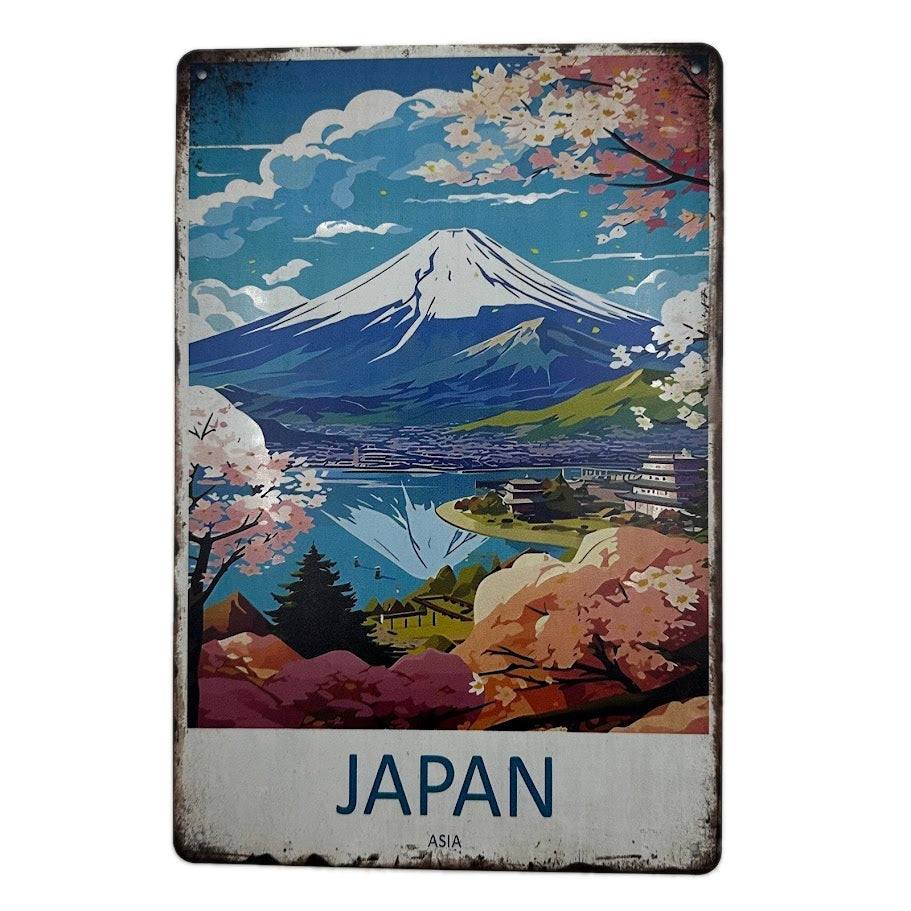 ブリキ看板 富士山 桜 レトロ インテリア 壁飾り おしゃれ