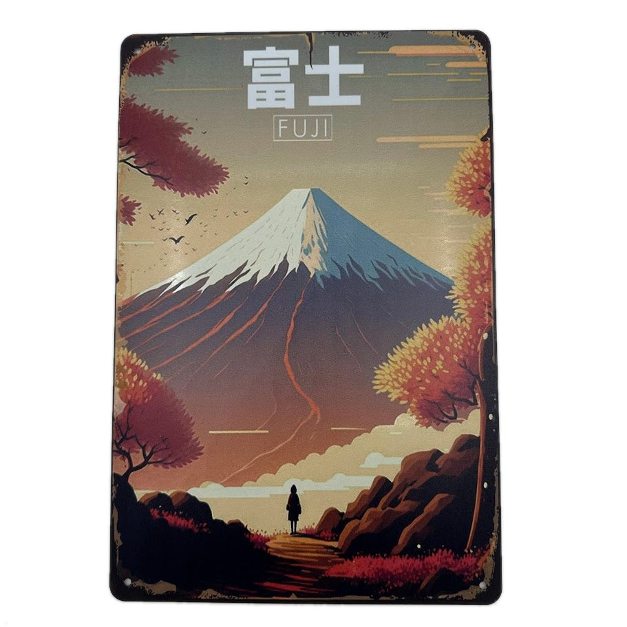 ブリキ看板 富士山 レトロ インテリア 和風デザイン 壁飾り おしゃれ