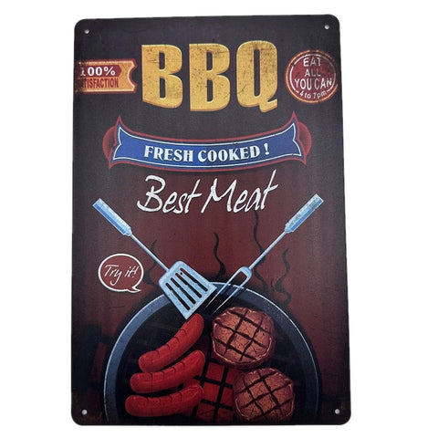 ブリキ看板 BBQ バーベキュー レトロ インテリア キッチンデザイン 壁飾り おしゃれ