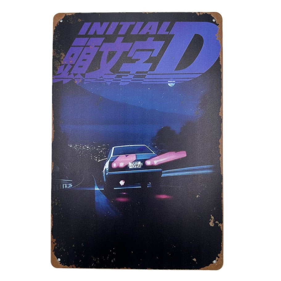 頭文字D Initial D ブリキ看板 レトロ インテリア 雑貨 デコレーション ビンテージ コレクション