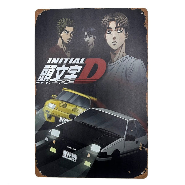 頭文字D ブリキ看板 藤原拓海 AE86 高橋涼介 FD3S アニメ レトロ