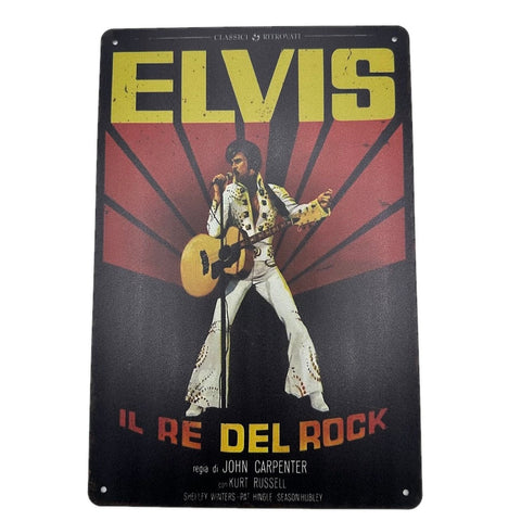エルヴィスプレスリー ブリキ看板 IL RE DEL ROCK イタリア語 映画 レトロ