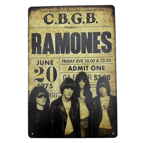 ラモーンズ ブリキ看板 RAMONES CBGB 1975年 パンクロック ライブ告知 レトロ 音楽