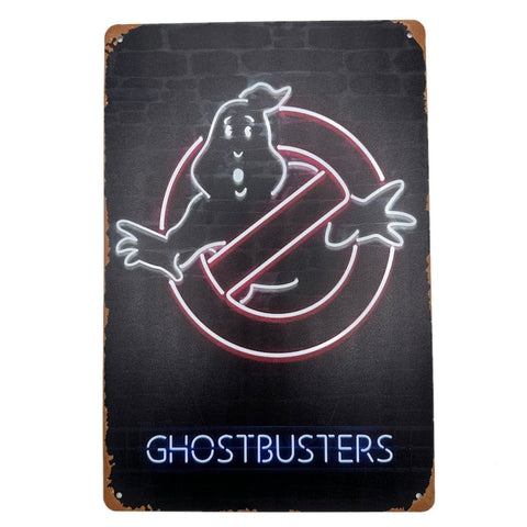 ゴーストバスターズ ブリキ看板 GHOSTBUSTERS ネオン風 ロゴ 映画 インテリア レトロ