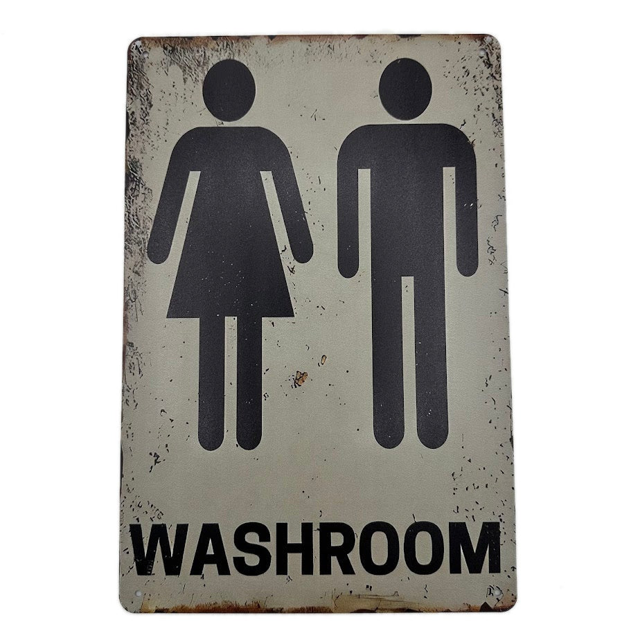 トイレサイン ブリキ看板 WASHROOM レストルーム 男女共用 ヴィンテージ プレート インテリア